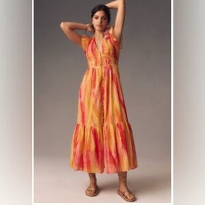 Vibrant Orange and Pink Maxi Dress